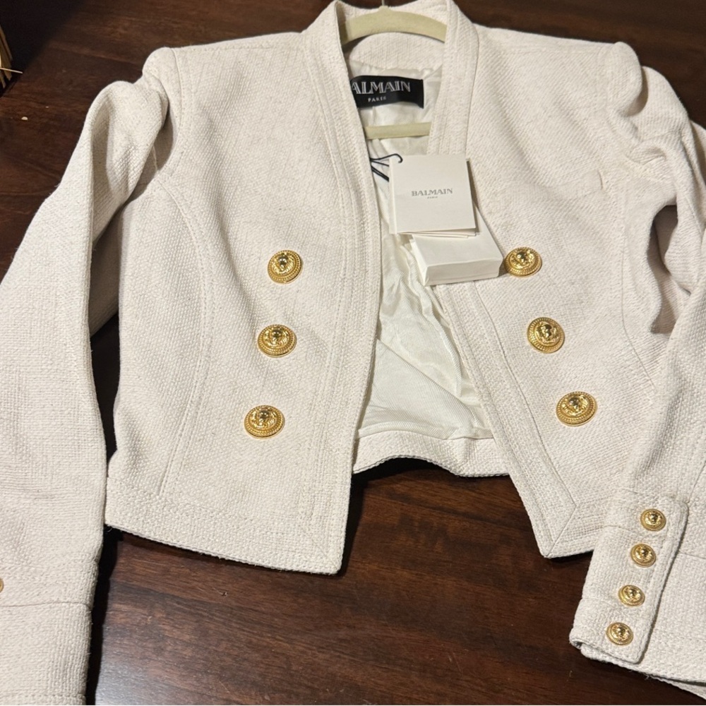 Balmain Ivory Blazer with Gold Accents